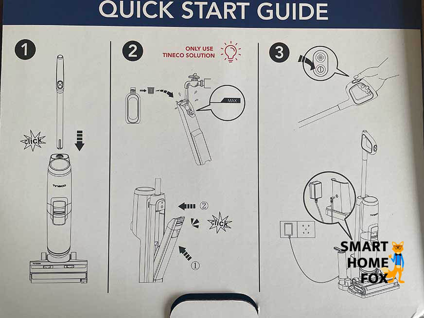 Tineco Floor One S5: Kurzanleitung auf dem Deckel